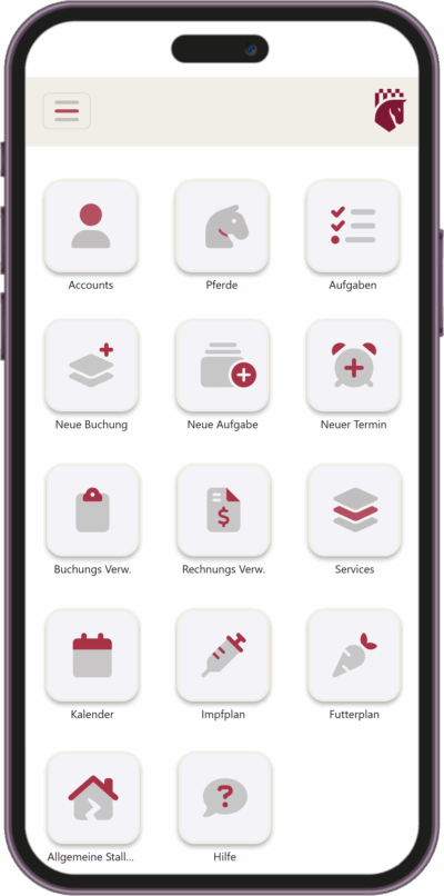Einblick in die Stable Manager Software auf dem Smartphone