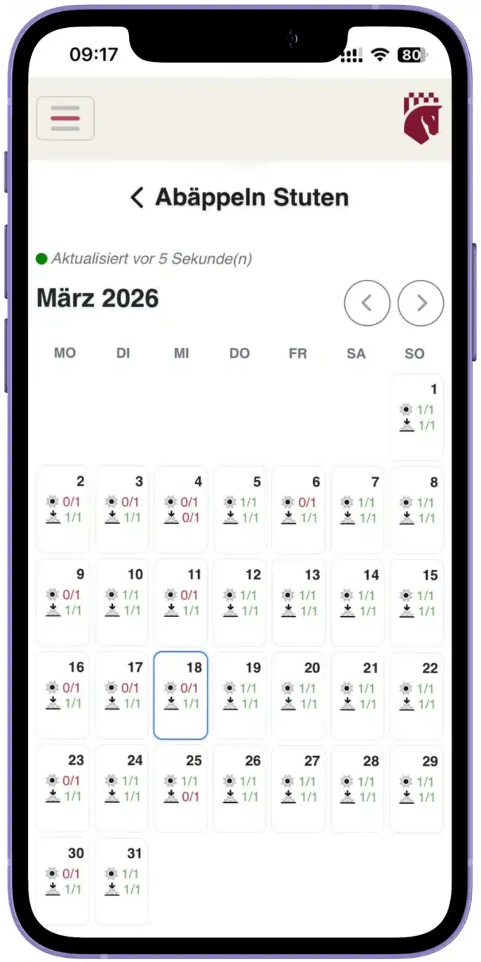Dienstplan auf Smartphone